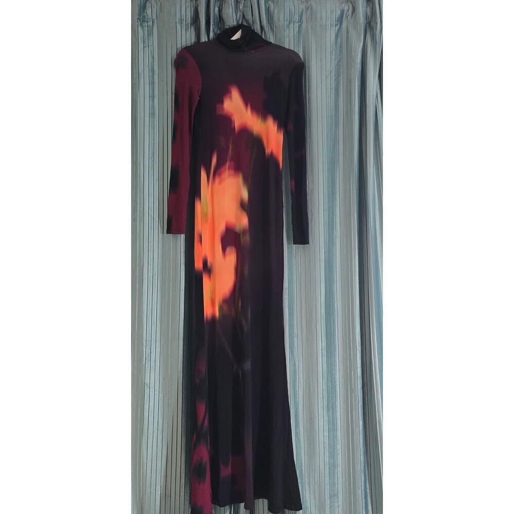 Anthropologie Sisters Black Nova Aline Long-Sleeve High-Neck Maxi Dress Sz 2 - Picture 2 of 16